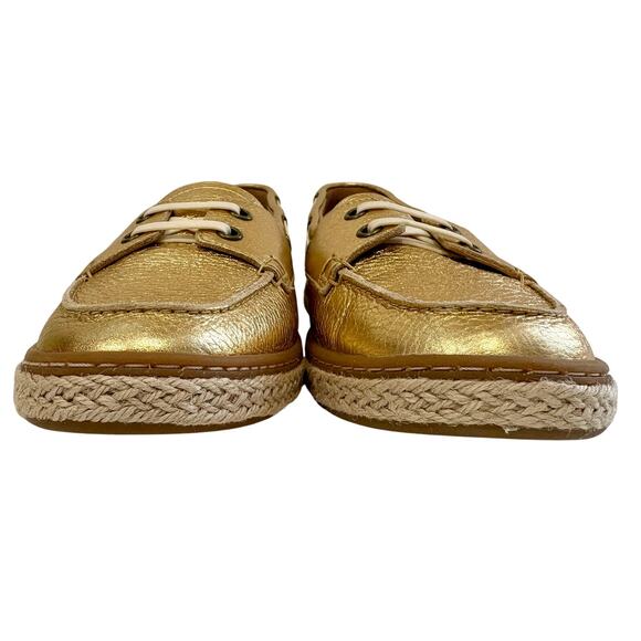 VIONIC Summer Loafer Boat Shoe in Gold Leather with Jute Trim - Retail: $130 - Picture 10 of 14